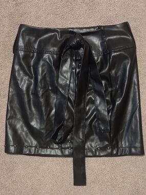 SHEIN Black Leather Studded Skirt